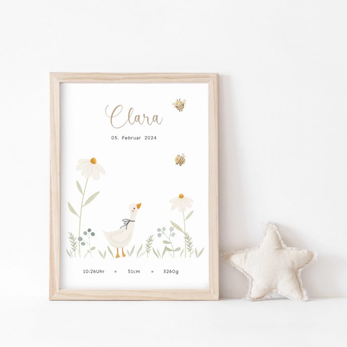 Personalisiertes Geburtsposter | Wiesentiere | Gans – Bild 6