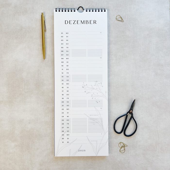 Handgefertigter Wandkalender 2025 | mit 2- oder 5-Spalten – Bild 7
