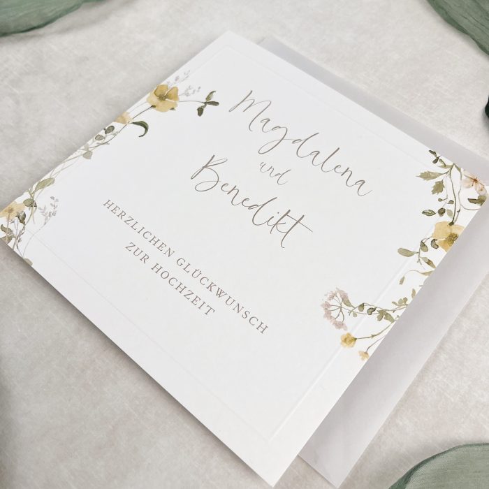 Personalisierte Hochzeitskarte mit geprägtem Rand – Bild 2