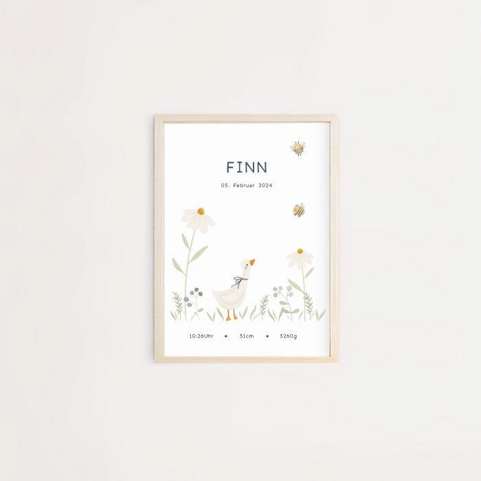 Personalisiertes Geburtsposter | Wiesentiere | Gans – Bild 5