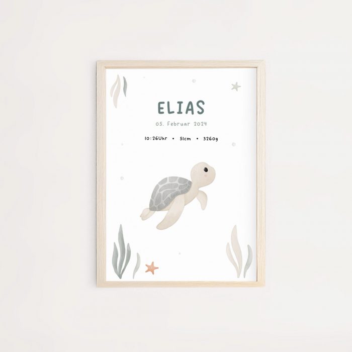 Personalisiertes Geburtsposter | Meerestiere | Schildkröte – Bild 4