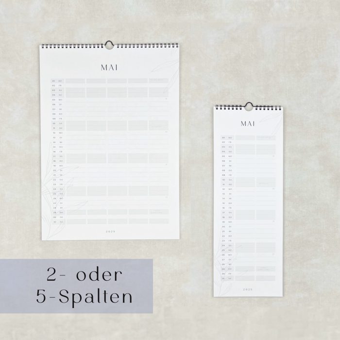 Handgefertigter Wandkalender 2025 | mit 2- oder 5-Spalten – Bild 5