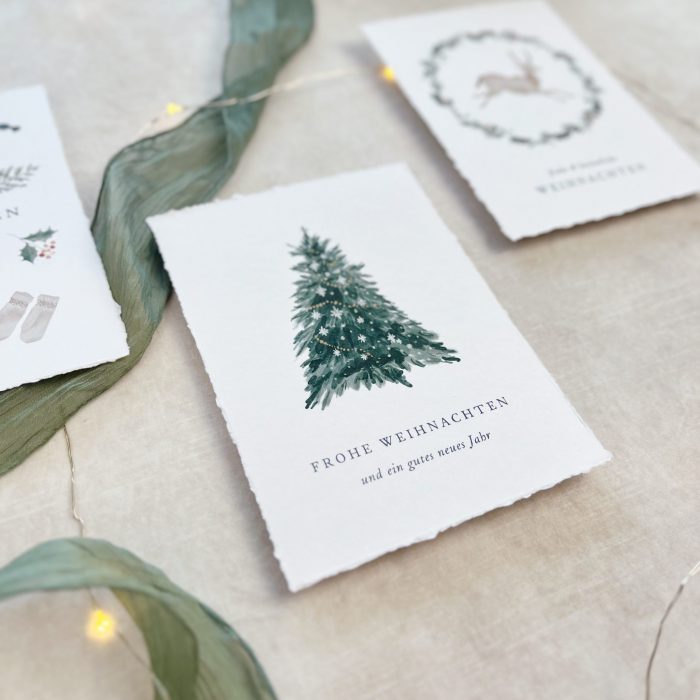 Weihnachtskarten | Set oder einzeln | handgerissene Kanten – Bild 2
