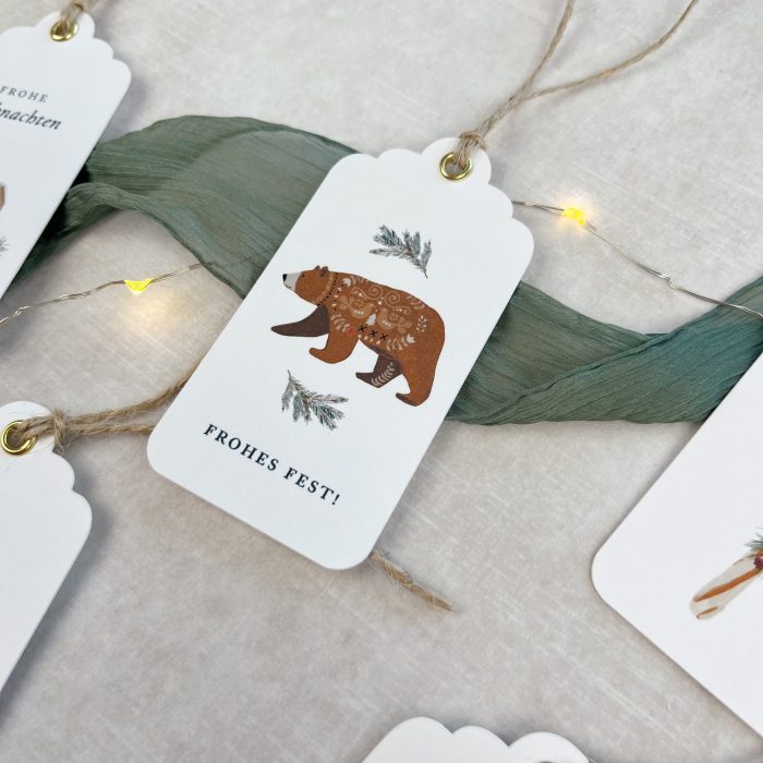 Geschenkanhänger Weihnachten im Set | 5 Stück | handgefertigt mit goldener Öse – Bild 5
